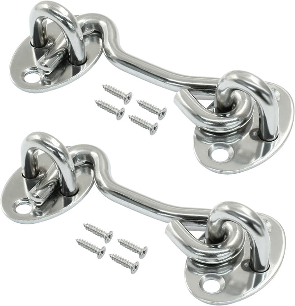 Unlorspy 2 Sets Hook and Eye Latch Stainless Steel Cabin Hook Eye Latch