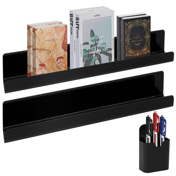 Cecliy 2Pcs Magnetic Book Shelf for Whiteboard Classroom,Reusable Acrylic Magnetic Book Holderand Magnetic