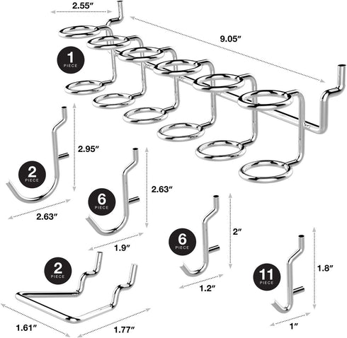 53106 Pegboard Hook Assortment Set, 50 Piece Heavy Duty Hooks for Tools, Garage & Workshops