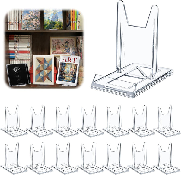 Hushee 15 Pack Acrylic Book Stand for Display Adjustable Clear Book Display Holder