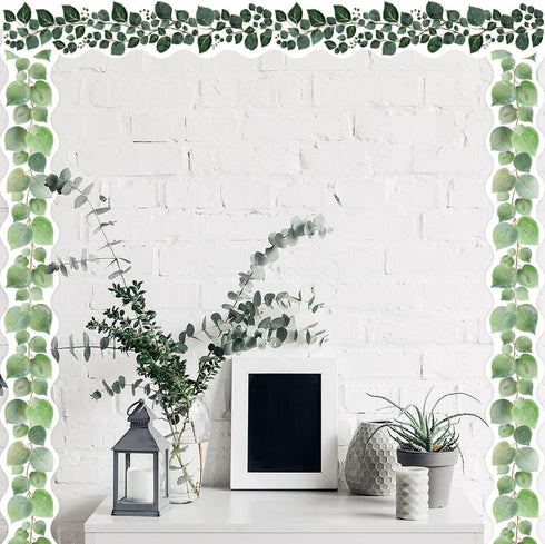 Worldbazaar Eucalyptus Bulletin Board Border, 36ft Greenery Leaves Die-Cut Paper Trim for Farmhouse Classroom Decoration
