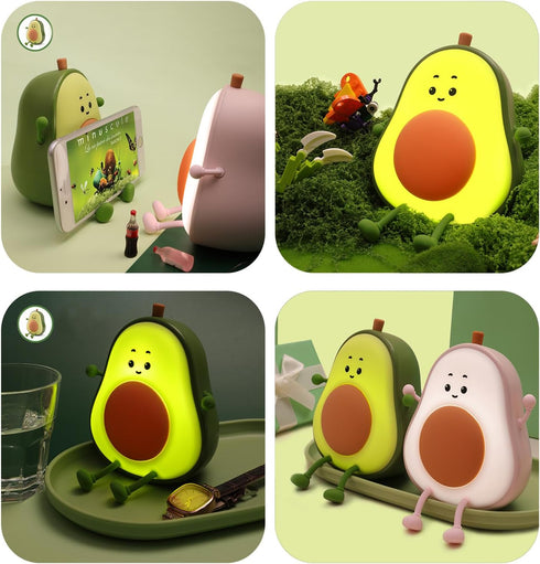 3 Avocado Night Light, Fruit Night Lamp for Kids Bedroom USB Rechargeable Lamps Brightness Levels, Nursery Bedside