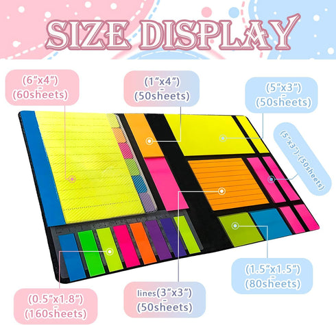 Sticky Notes Set, Sticky Notes Tabs, 710 Pack, Divider Sticky Notes, School Supplies, Office Supplies, Planner Sticky Notes, Sticky Note Dividers Tabs, Book Notes, Back to School Supplies by JIURUN