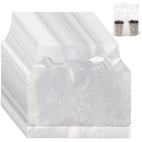 DEAYOU 200 Pack Handle Drinking Poly Bags, Clear Plastic Packaging Bags for