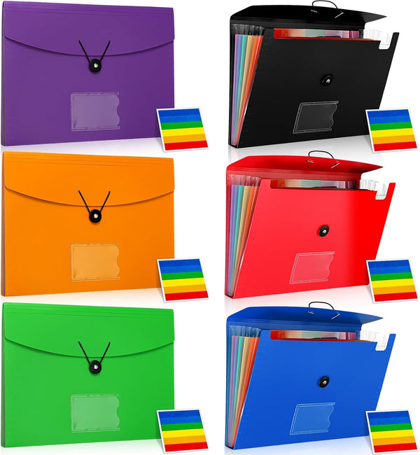 PerKoop 6 Pack Expanding File Folders, 7 Pocket File Holder Organizer, A4 Letter Size Document Organizer