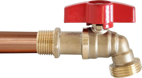 3/4" MIP Brass Ball Valve Hose Bibb with Extra Large Handle and Extended Body