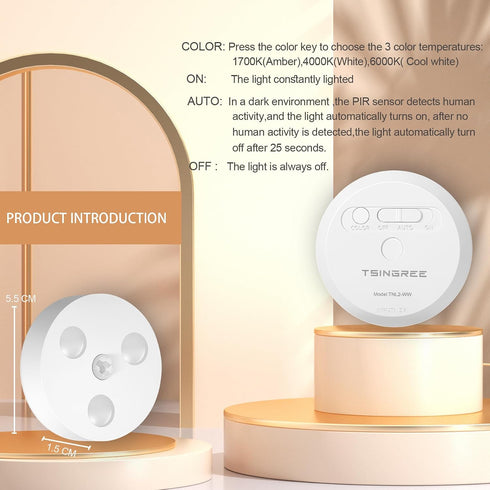 3 Counter Bedroom,Closet(4 Pack) USB Rechargeable Motion Sensor Night Lights,Cabinet Lights, Color