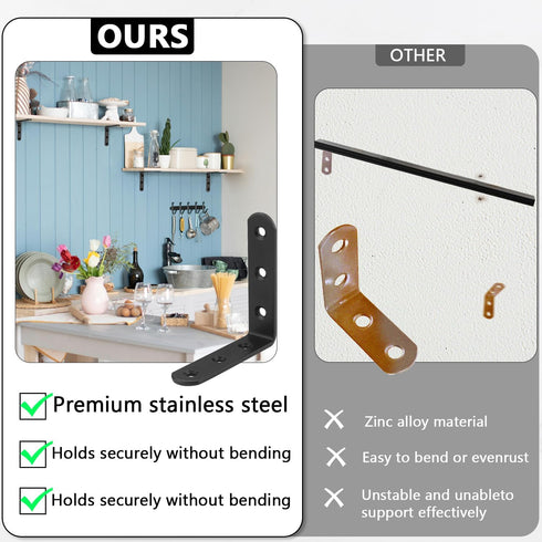 WYIPOLZI 20 Pack 3" 3" 80x80MM (120pcs x Black L Brackets Heavy Duty Right Angle Brackets for Wood, Metal Corner