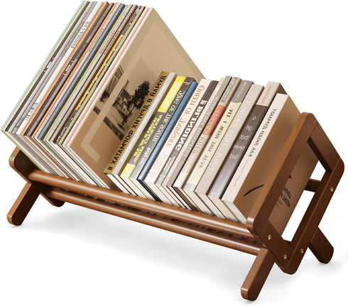 Bamboo Premium Desktop Bookshelf, Retro Brown Large Tabletop Book Rack Organizer, Stable Storage Rack for Books,