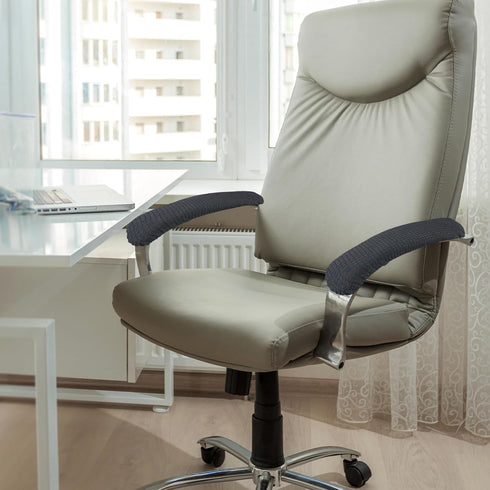 Office Chair Armrest Covers - 2Pcs Removable Elastic Covers for Office Seat Hand Rest Protection (Grey)