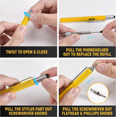 6 1 BIIB in Multitool Pen, Mens Gifts for Dad Boyfriend Husband, Anniversary Birthday Fathers Day Gifts for Men, Gift