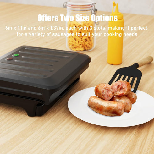 KEINVE Hot Dogs Machine, Electric Grill with Oil Drip Tray, and Cord Storage, Ideal for Veggie Sausages, BBQ