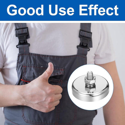 Limbeuuu 4 Packs M8 200 lb Super Strong Neodymium Round Magnet with Male Thread Nuts Bolts Corrosion-Resistant Mounting