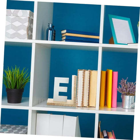 Minimalist E-Shaped Wooden Bookends - Elegant Desk Book Stoppers