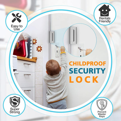 3 Pack 800lbs Home Security Door Lock Metal Door Reinforcement Lock for Kids Safety Top Front Door Child Proof Safety