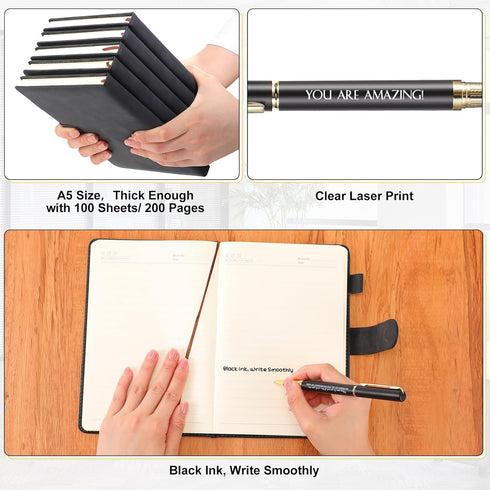 Kosiz 10 Set Employee Appreciation Gifts | Inspirational Notebooks and Motivational Pen Bulk A5 PU Leather Journal for