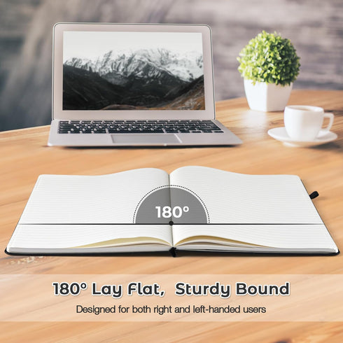 Lined Journal Notebook, 8.5" x 11", Hardcover Leather Notebook for Work, Wide Ruled, 192 Thick Paper, A4 Large Writing