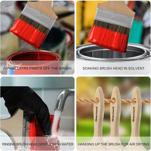 Double Thick Chip Paint Brush, 4 inch Stain Brushes for Painting Walls and Fence Staining