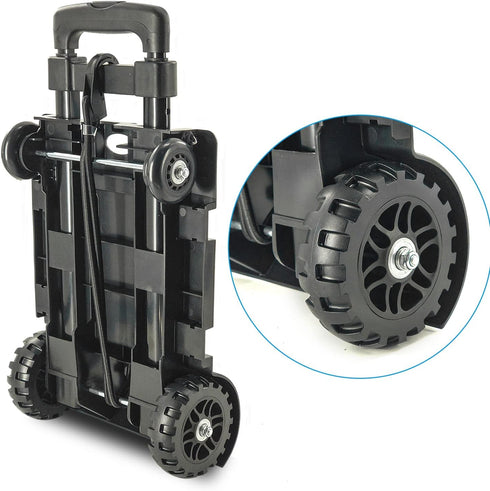 4 2 cart,Backpack Folding Hand Truck Small Dolly,Foldable Utility cart with Wheels & Elastic Ropes,Foldable Trolley,Car