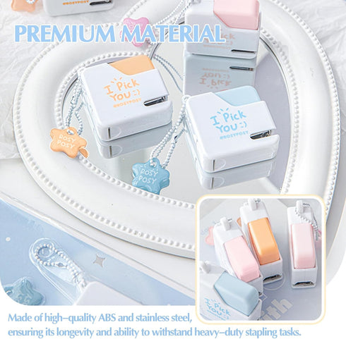 Super Mini Stapler with Staples, Adorable Cube Shaped Desk Stapler for Office, School, Gift - Orange