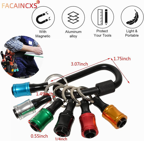 Bit Holder 1/4 inch Hex Shank Screwdriver Extension Bar, Keychain Screw Adapter, 6PCS-B