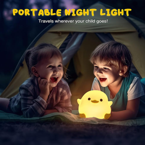 Dimmable UNEEDE LED Cute Bean Duck Night Light, DoDo Duck Silicone Nursery Night Light Squishy Rechargeable Table