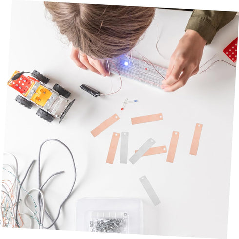 DECORNIJIA 20pcs Set Copper Zinc Electrodes for Fruit Battery Science Experiments Pure Zinc Sheets and Copper Strips