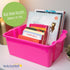 Really Good Stuff Stacking Bins, 14" x 10" x 5 ¾" - 4 Pack, Neon Stackable Storage Bins