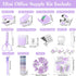 Mini Office Supplies, Purple School Supplies Set with Mini Stapler, Tape Dispenser, Hole Punch, Scissor
