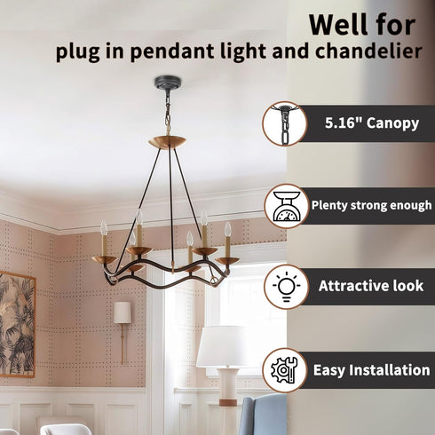5-1/8 Inch 6 Upgraded Version Light Canopy Kit, Iron Ceiling Canopy Kit for Pendant Light, Ceiling Plate for Chandelier