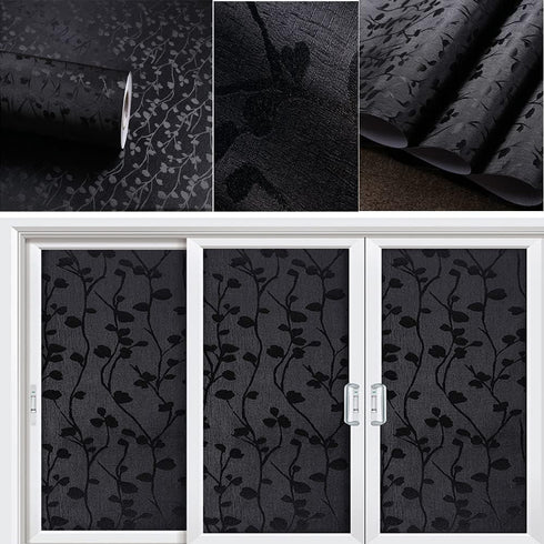 Black Branch Peel and Stick Vinyl Film, Removable DIY Decorative Contact Paper for Cabinets, Countertop Shelf Liner