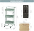 DTK 3 Tier Metal Utility Rolling Cart, Table Top & Side Bags, Storage Organizer with Wheels, Green