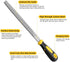 8'' Flat Hand Metal File, Ergonomic Rubberized Handle, High Carbon Steel for Trimming, Removing, Sharpening