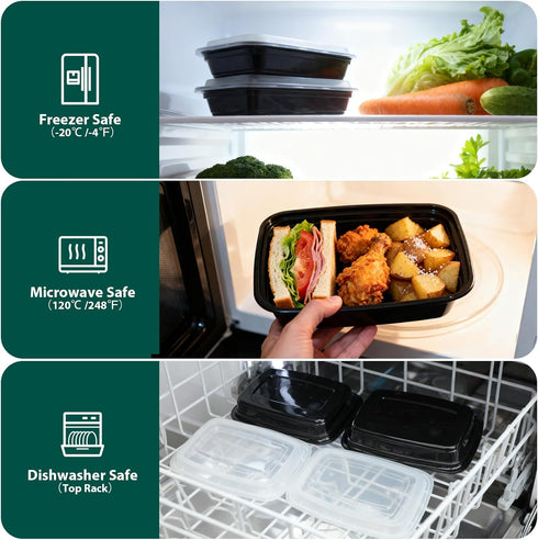 90 Pack 28 oz FUHITIM Disposable Containers with Lids, Meal Prep ContainersSturdy Leakproof & Food Safe, Microwave