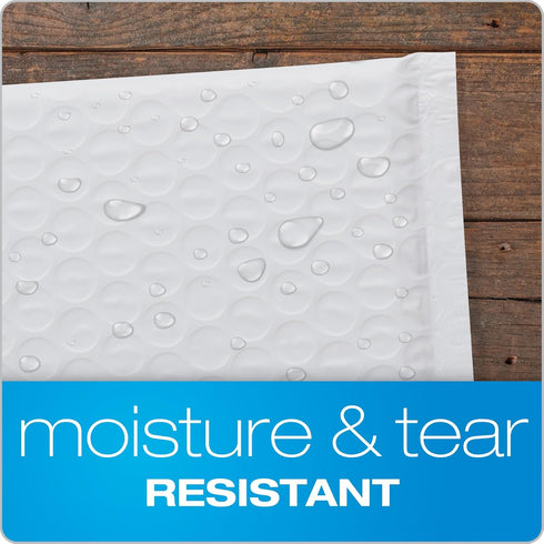 Quality Park Bubble Mailers - 6 x 9 Inch White Poly Padded Envelopes, Water Resistant, Self Seal, 50 Per Box (QUA85856)