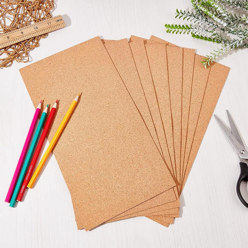 OLYCRAFT 10 Sheets Cork Sheets - 12x6.1 Inch Thin Brown Cork Board Tiles for DIY Crafts and Kitchen Supplies