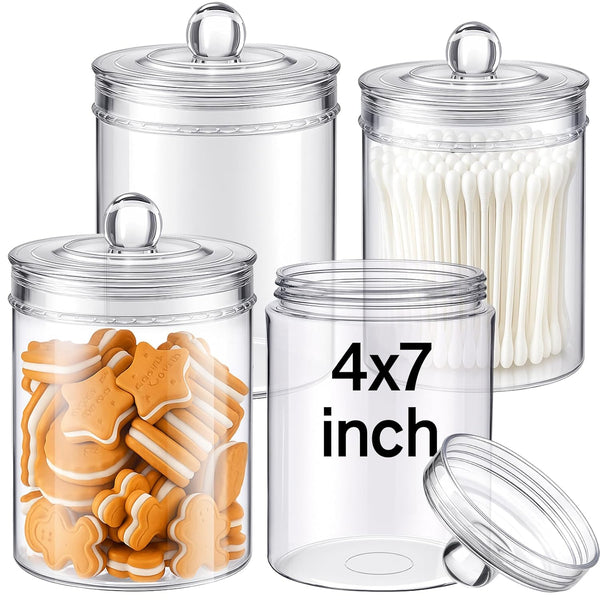 Geiserailie Set of 4 Plastic Sundry Jars with Lid Medical Sundry Jars Unlabeled