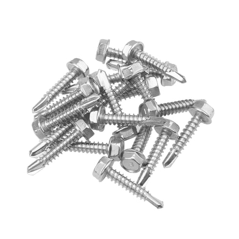 100Pcs #10x1'' Self Drilling Screws with Rubber Washer, 410 Stainless Steel Hex Head Self Tapping Roofing Screws