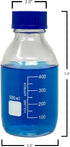 Karter Scientific 500ml Glass Round Media Storage Bottles with GL45 Screw Cap, Borosilicate Glass, Pack of 6