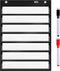 Magnetic Pocket Chart with 10 Dry Erase Cards for Class Demonstrations, Daily Schedule, Activities (Black)
