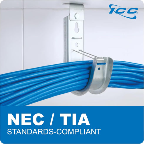 ICC Ceiling Mount J-Hook Without Retainer Clip for Structured Cabling, Galvanized Steel, 25-Pack