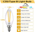 B11/C35 E12 Dimmable Bulb, 4W/40W 2700K 6-Pack LED Filament Candle Equivalent Warm White Clear Glass, Ideal