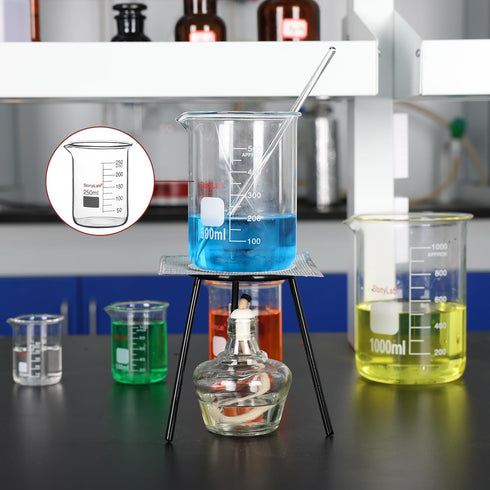 stonylab Borosilicate Glass Beaker, 250 ml Graduated Low Form Griffin Beaker with Pouring Spout (1 Pack)