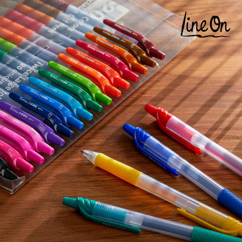 Lineon 20 Colors Gel Pens, Retractable Medium Point (0.7mm) with Grip, Smooth Writing for Adults and Kids Journals