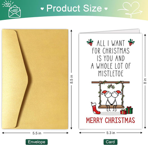 Chenive Sweet Christmas Card for Men Women, Funny Christmas Card for Boyfriend Girlfriend, Xmas Holiday Cards Gifts