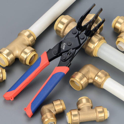 iCrimp Push-to-Connect Clamp Tool, Push-fit Disconnect Tool for Brass-Push Fittings, Multi-size Combination