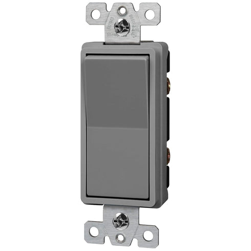ENERLITES 20 Amp Light Switch, Single Pole Decorator Style, Commercial Grade, 20A 120V-277V, Grounding Screw, Back Insert and Side Terminals, 91200-GY, Gray