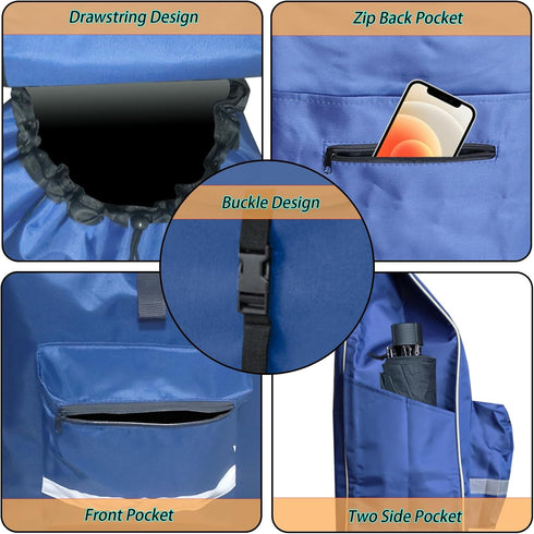 Bornfornice 11.8inx7.5inx21.6in Replacement Bag for Shopping Cart - Waterproof Trolley Bags, (Blue)