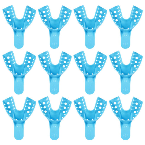 JMU Dental Impression Tray, 12 Pcs Perforated Disposable Impression Trays, 4 Medium Lower