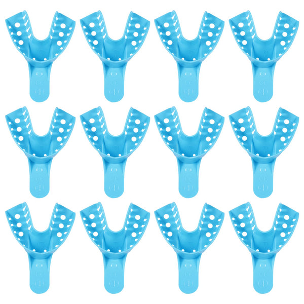 JMU Dental Impression Tray, 12 Pcs Perforated Disposable Impression Trays, 4 Medium Lower